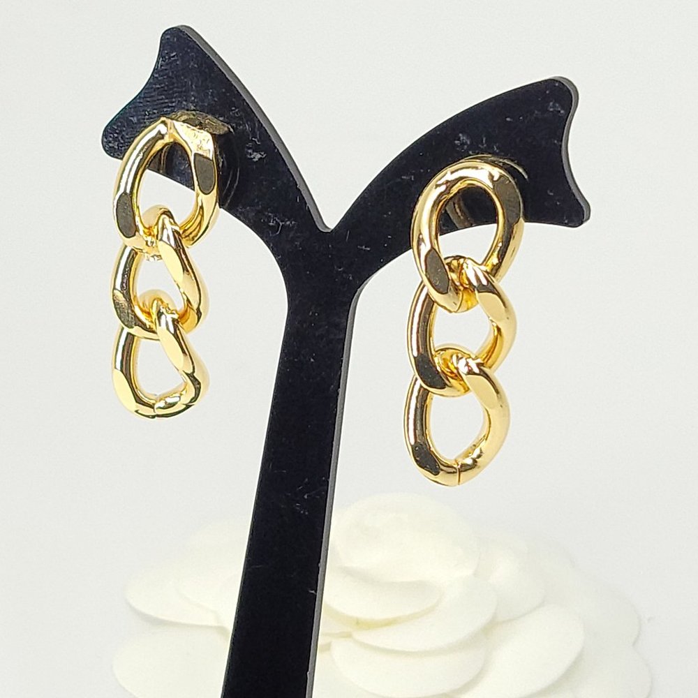 NWT Chic Curb Chain Dangle Drop Earrings NEW - Picture 7 of 10